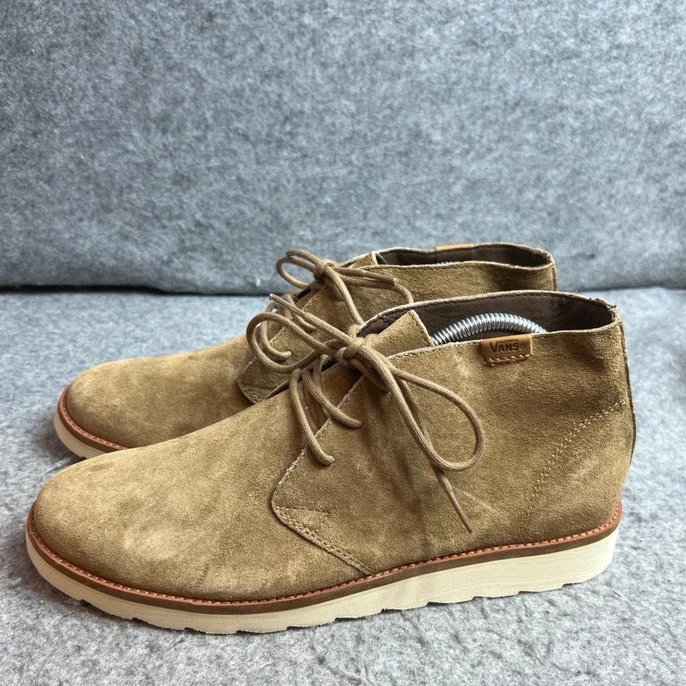 Vans Desert Chukka Tan Suede Mid Top Boots Mens Brown Wedge Sole Size 9.5